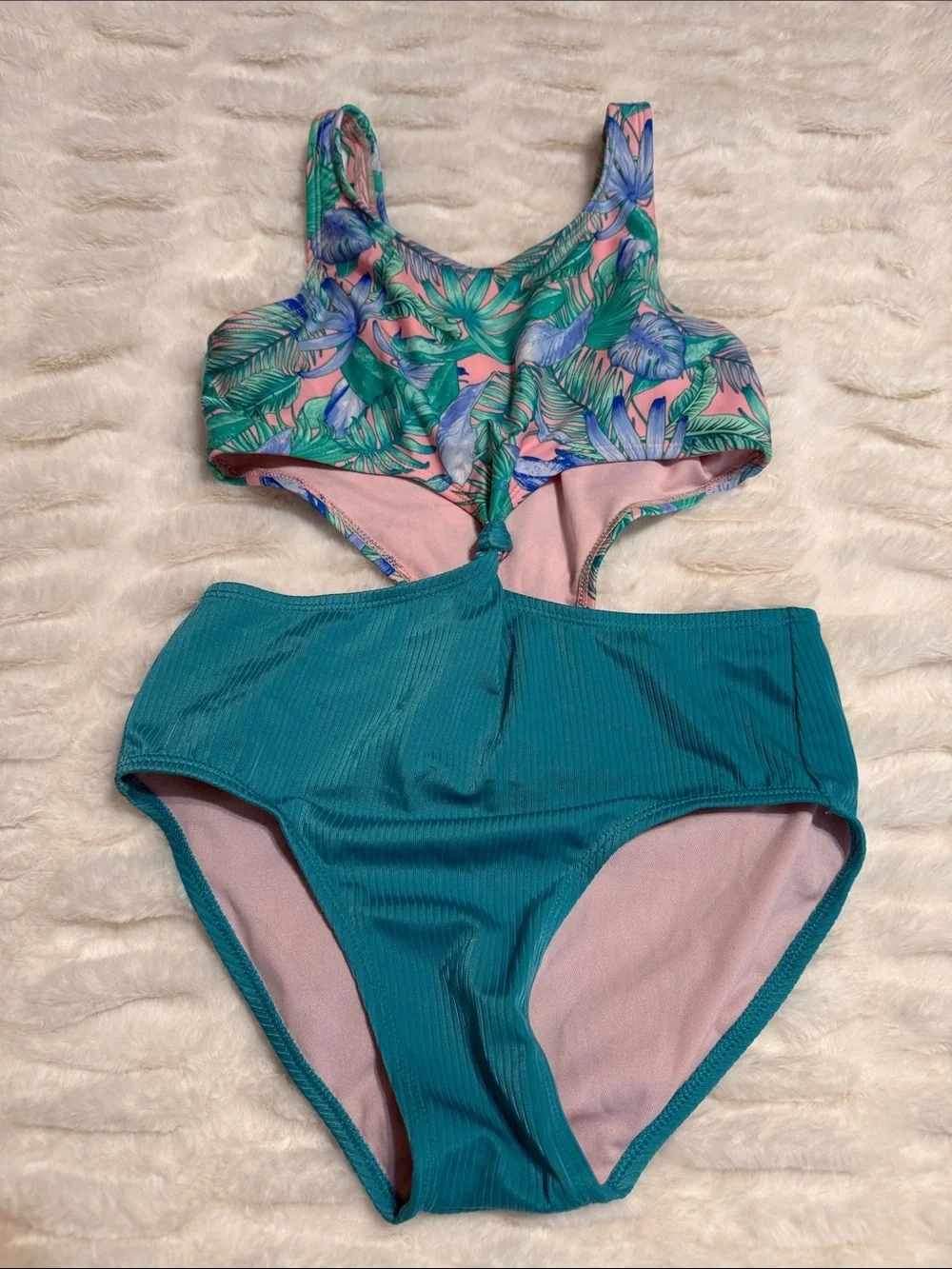 Girl’s Tropical Teal Swim Set